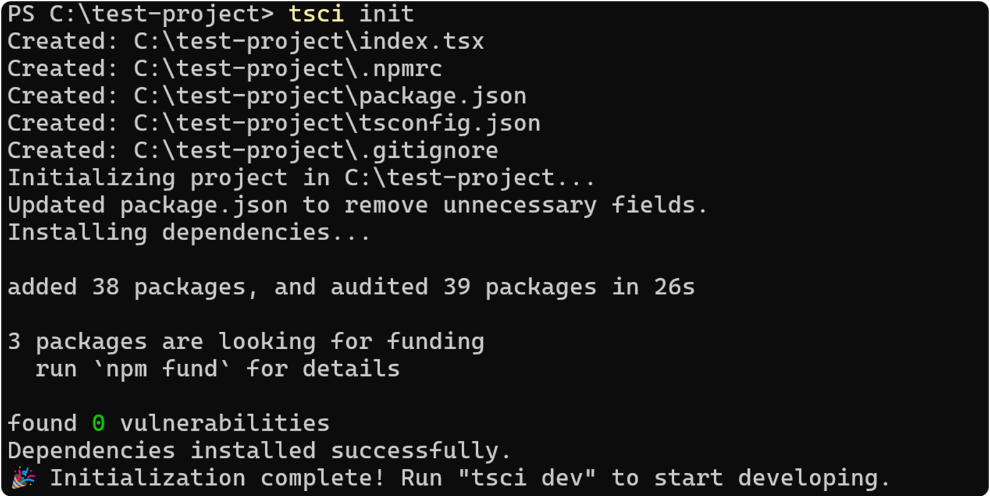 tsci init result